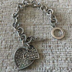 Marcasite Heart Charm Bracelet